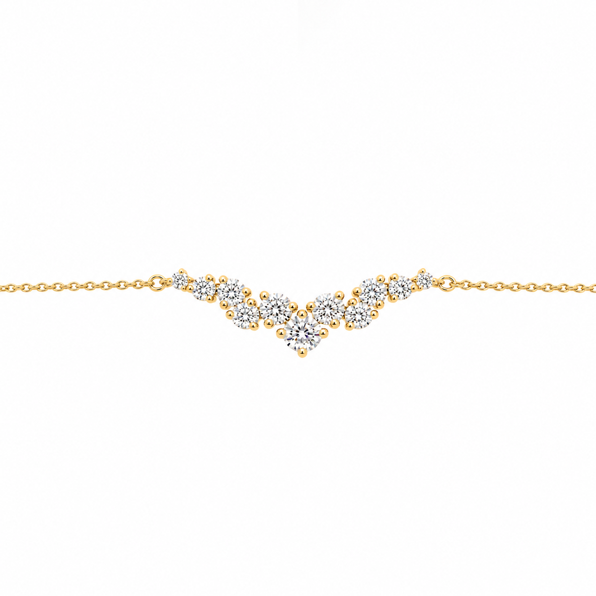 Solid Gold Cluster Moissanite Bracelet