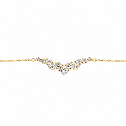 Solid Gold Cluster Moissanite Bracelet