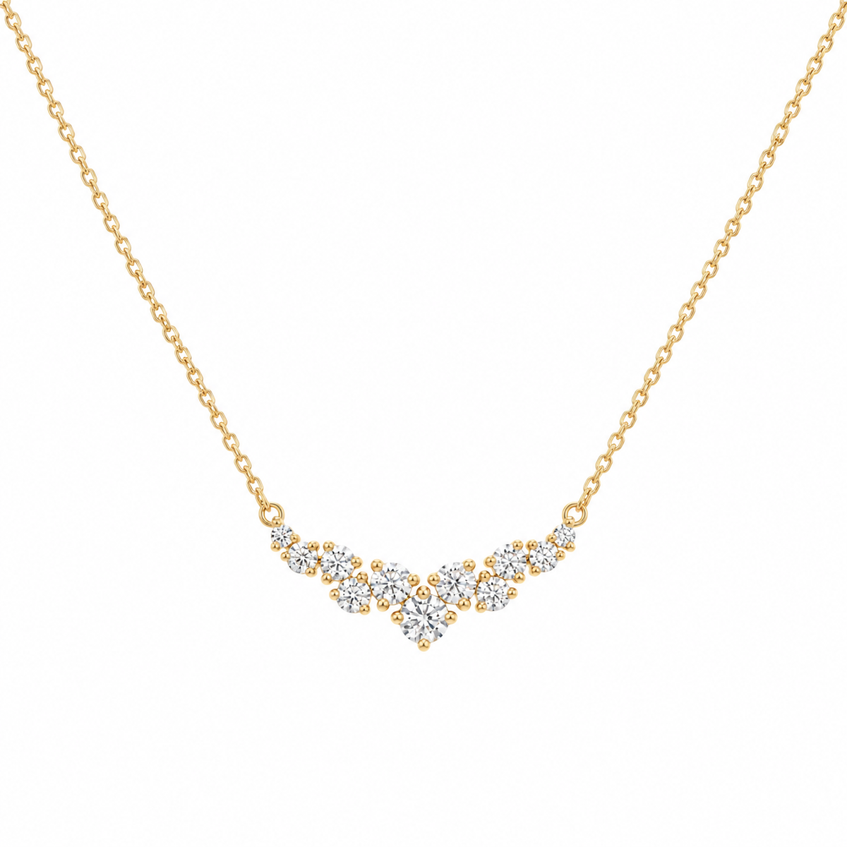 Solid Gold Cluster Moissanite Necklace