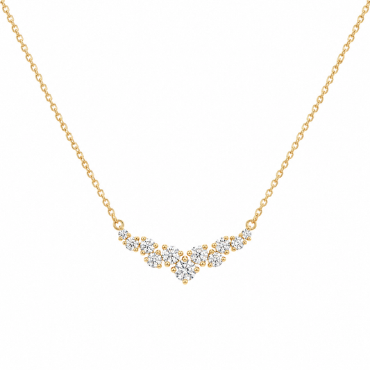 Solid Gold Cluster Moissanite Necklace