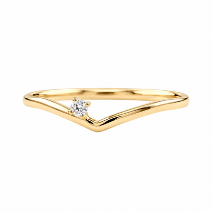Solid Gold Solo Diamond Wave Ring