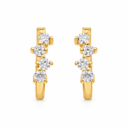 Solid Gold Cluster Moissanite Huggies