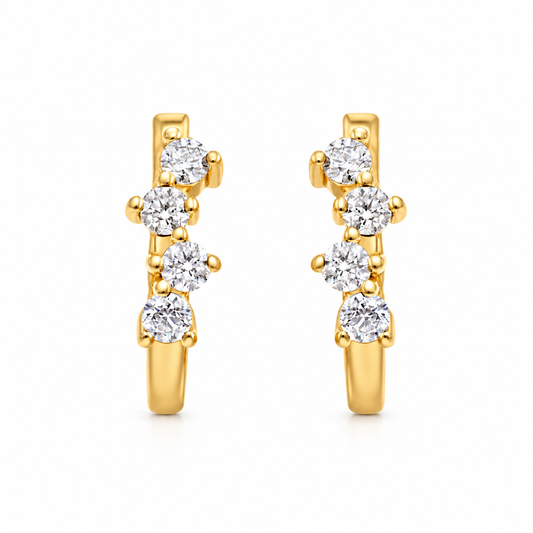 Solid Gold Cluster Moissanite Huggies