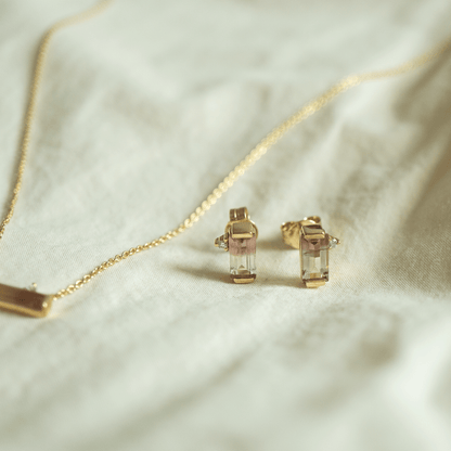 Solid Gold Bi-Coloured Tourmaline and Diamond Earrings