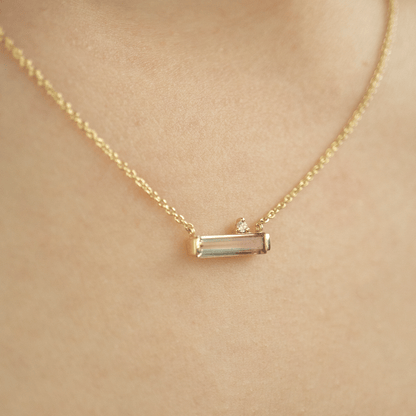 Solid Gold Bi-coloured Tourmaline and Diamond Necklace