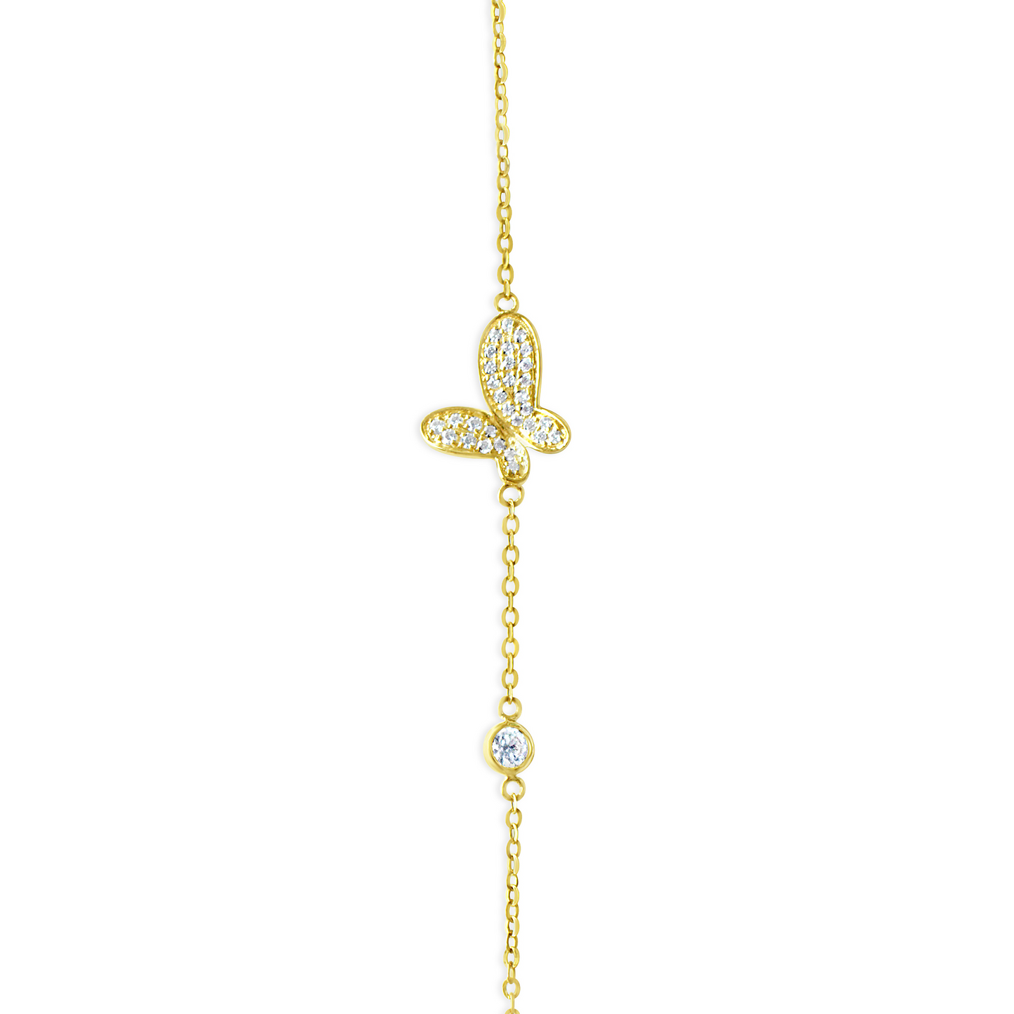 Solid Yellow Gold Moissanite Butterfly Bracelet