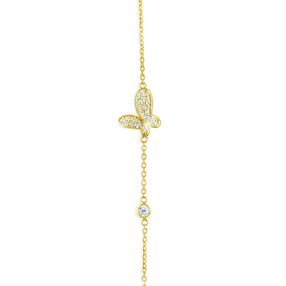 Solid Yellow Gold Moissanite Butterfly Bracelet