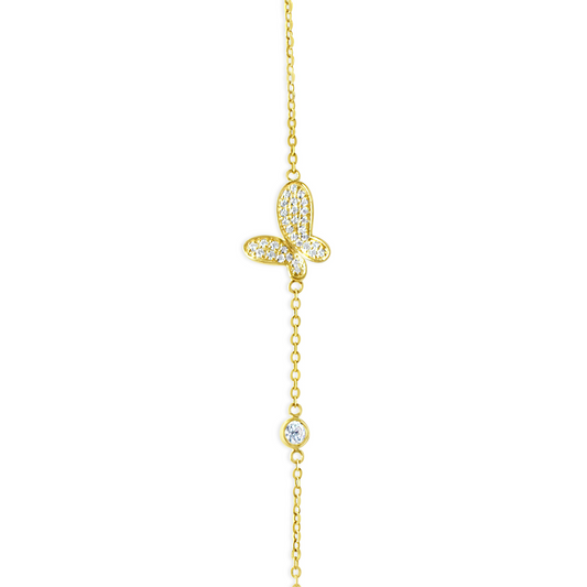 Solid Yellow Gold Moissanite Butterfly Bracelet