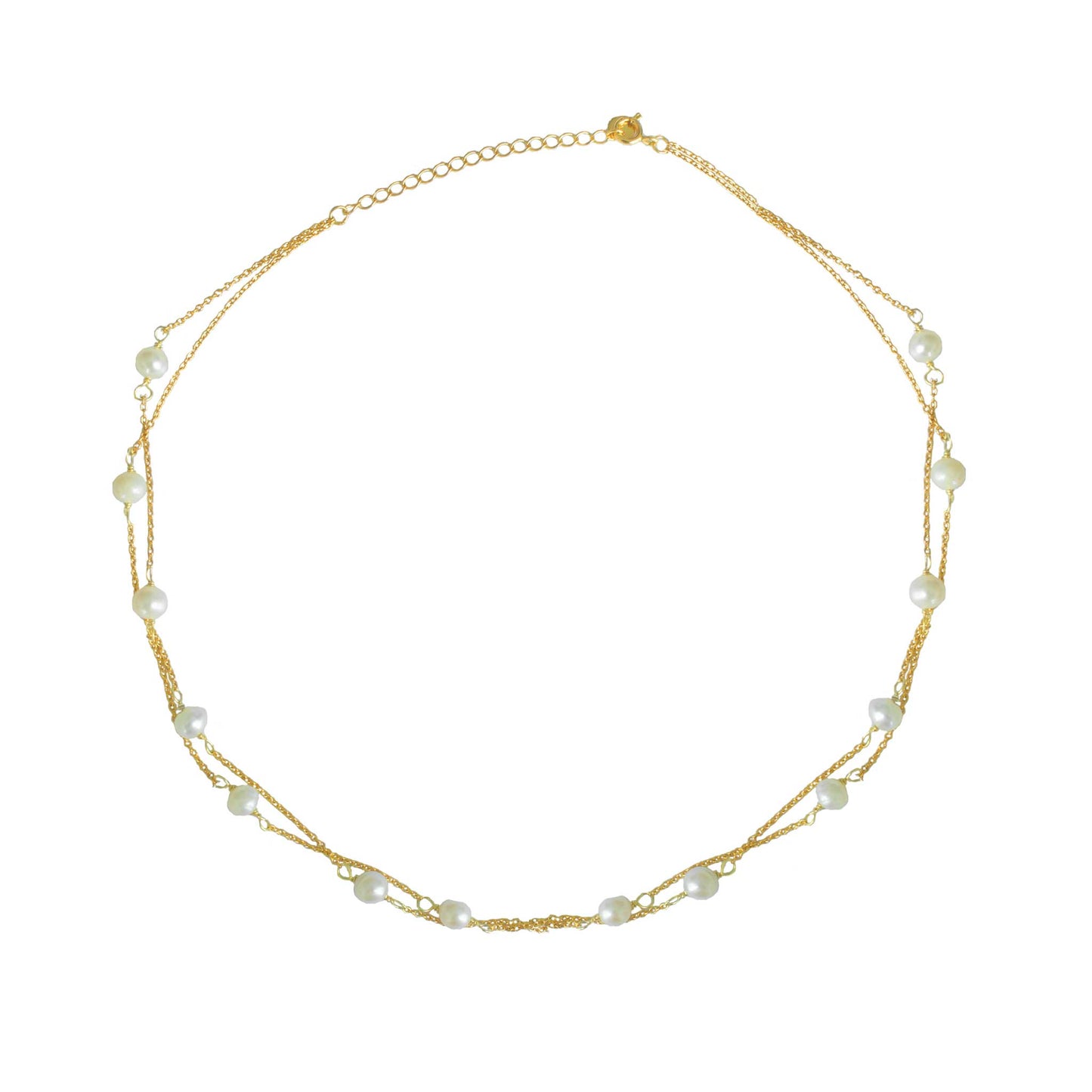 Gold Double Layer Freshwater Pearl Necklace