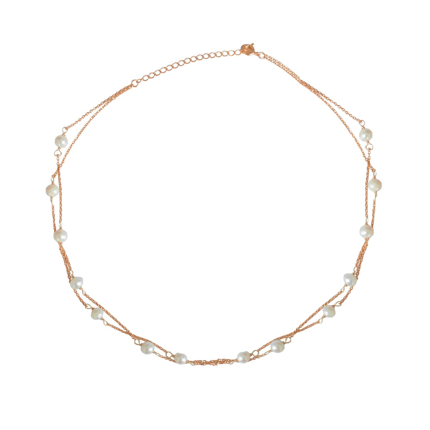 Rose Double Layer Freshwater Pearl Necklace