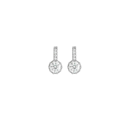 Silver round drop earrings