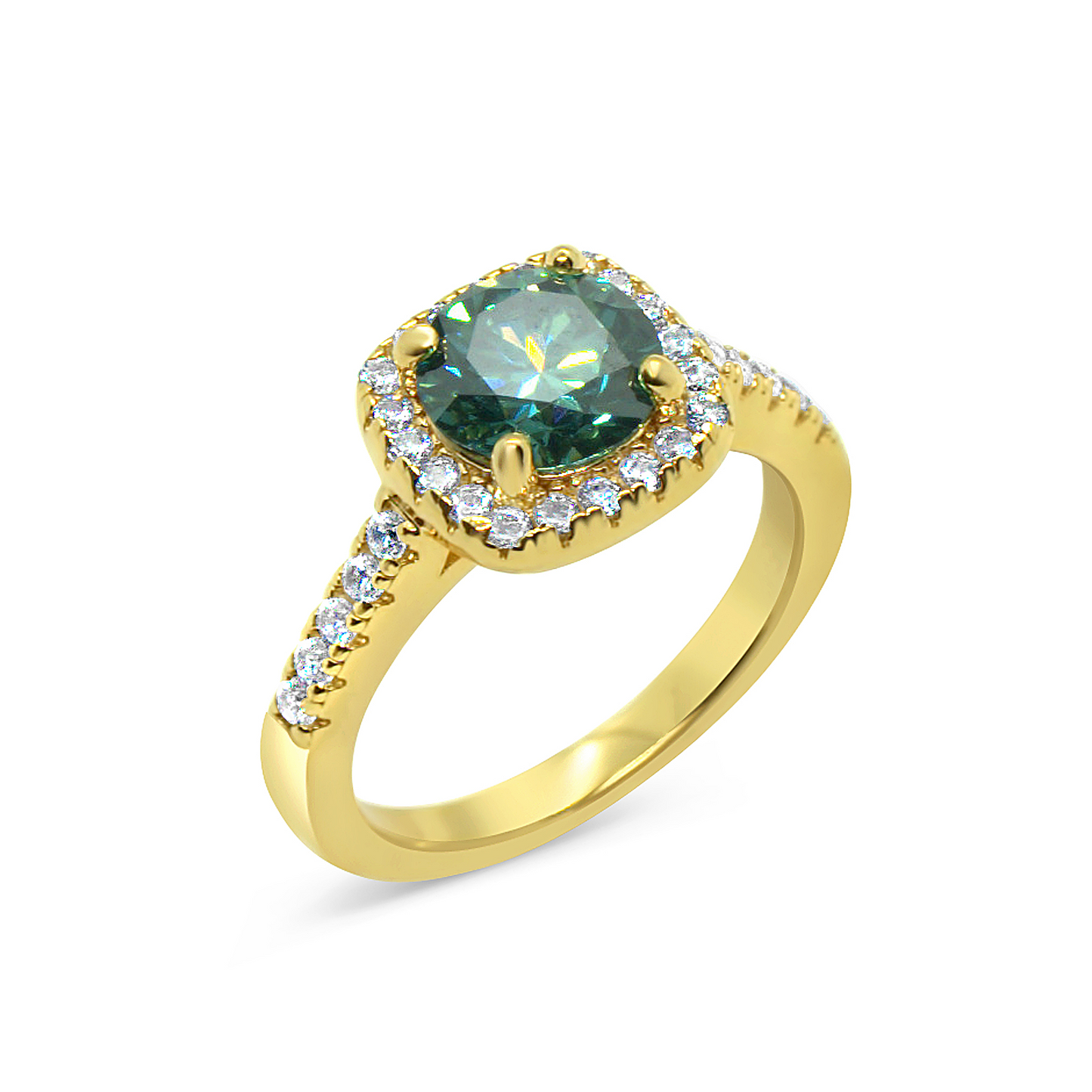 Gold Green Moissanite Rhombus Ring