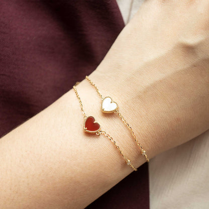 Solid Rose Gold Red Agate & Moissanite Bracelet