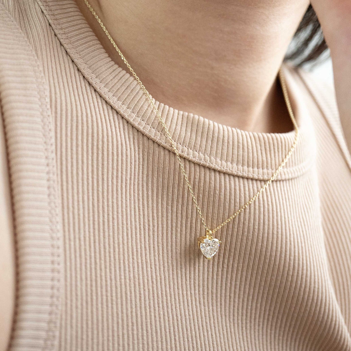 Gold Heart Moissanite Necklace