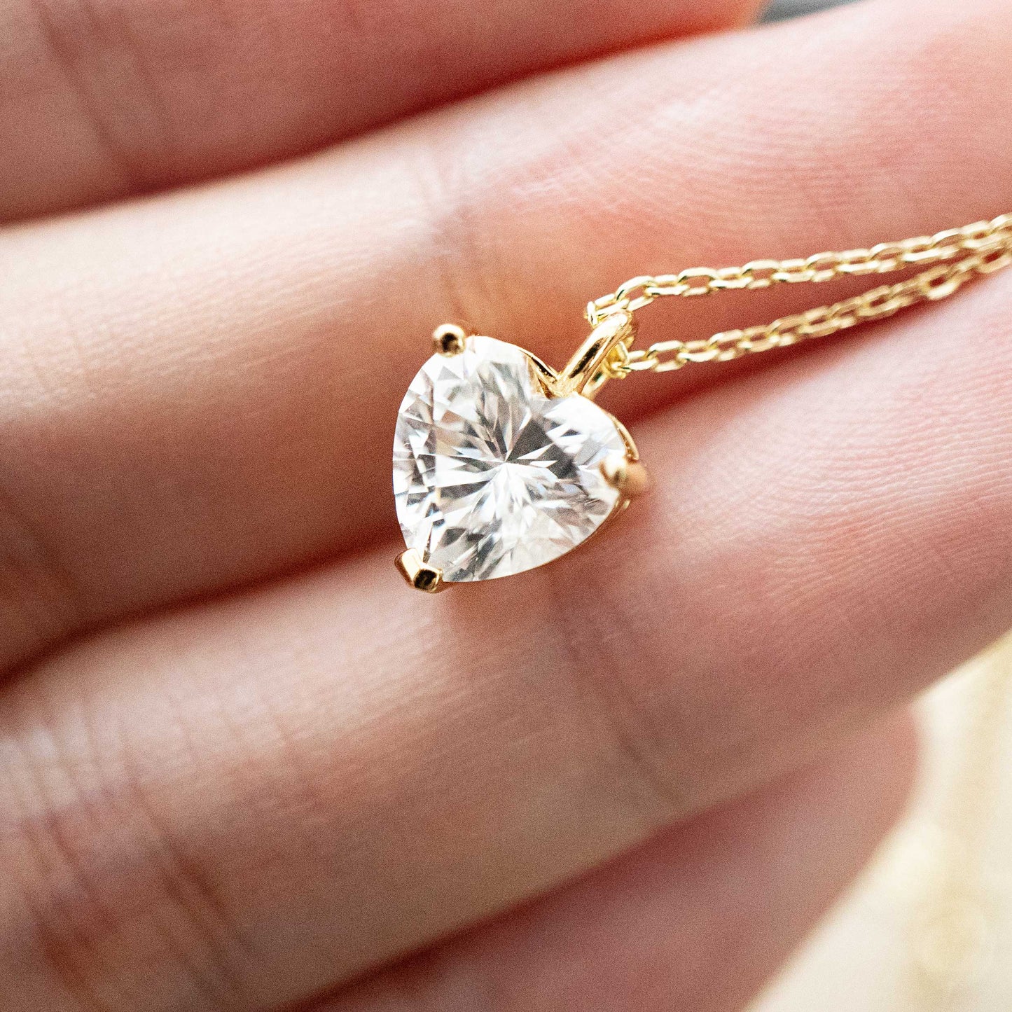 Gold Heart Moissanite Necklace