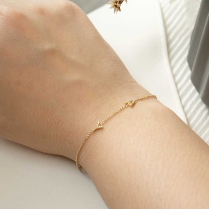 Solid Gold Initial and Birthstone Bracelet