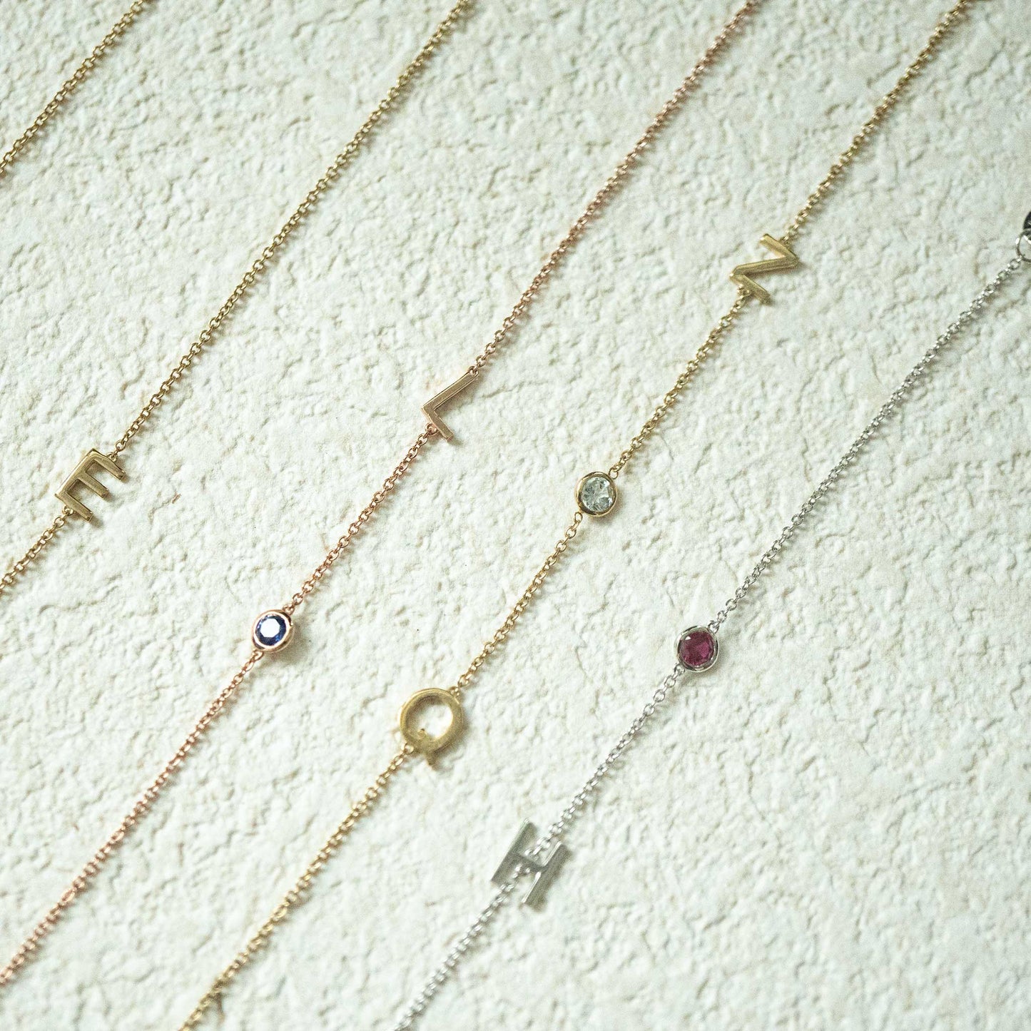 Solid Gold Initial and Birthstone Bracelet