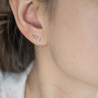 Solid Rose Gold Initial Earring