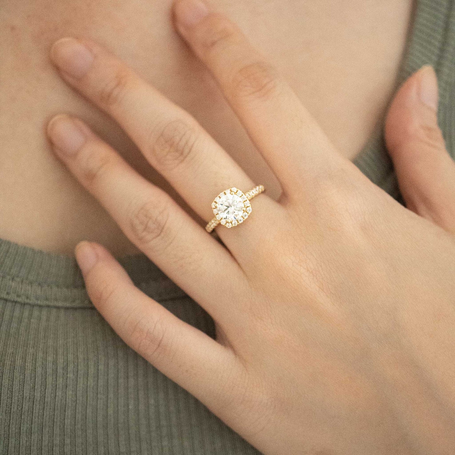 Gold Halo Rhombus Ring