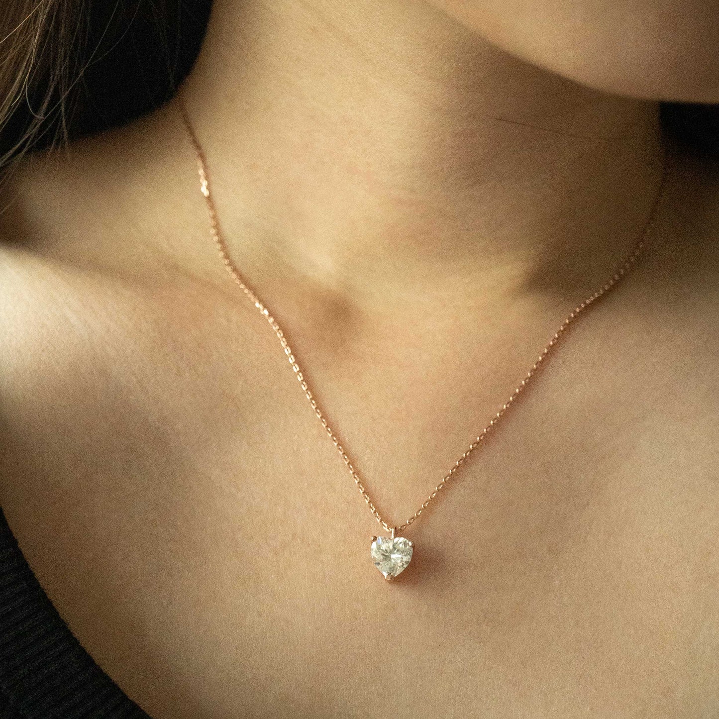 Rose Heart Moissanite Necklace