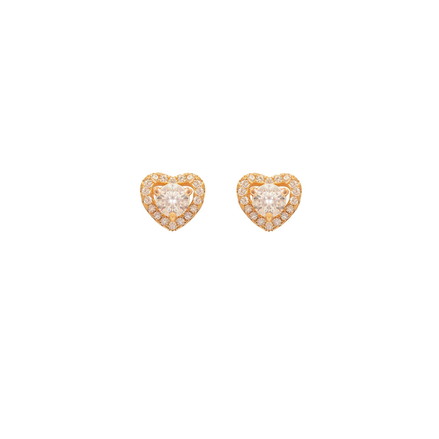 Rose Halo Heart Moissanite Earrings