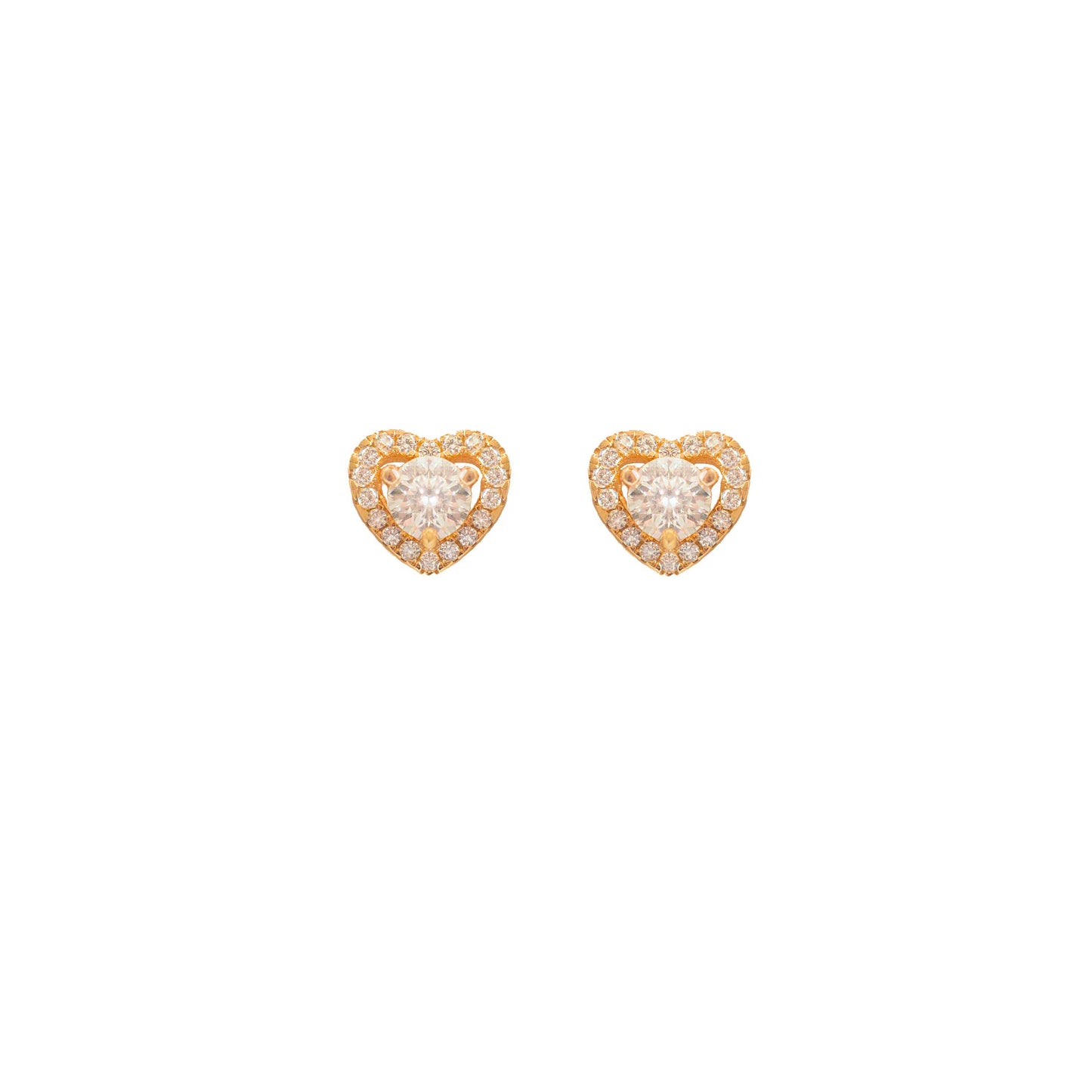 Rose Halo Heart Moissanite Earrings