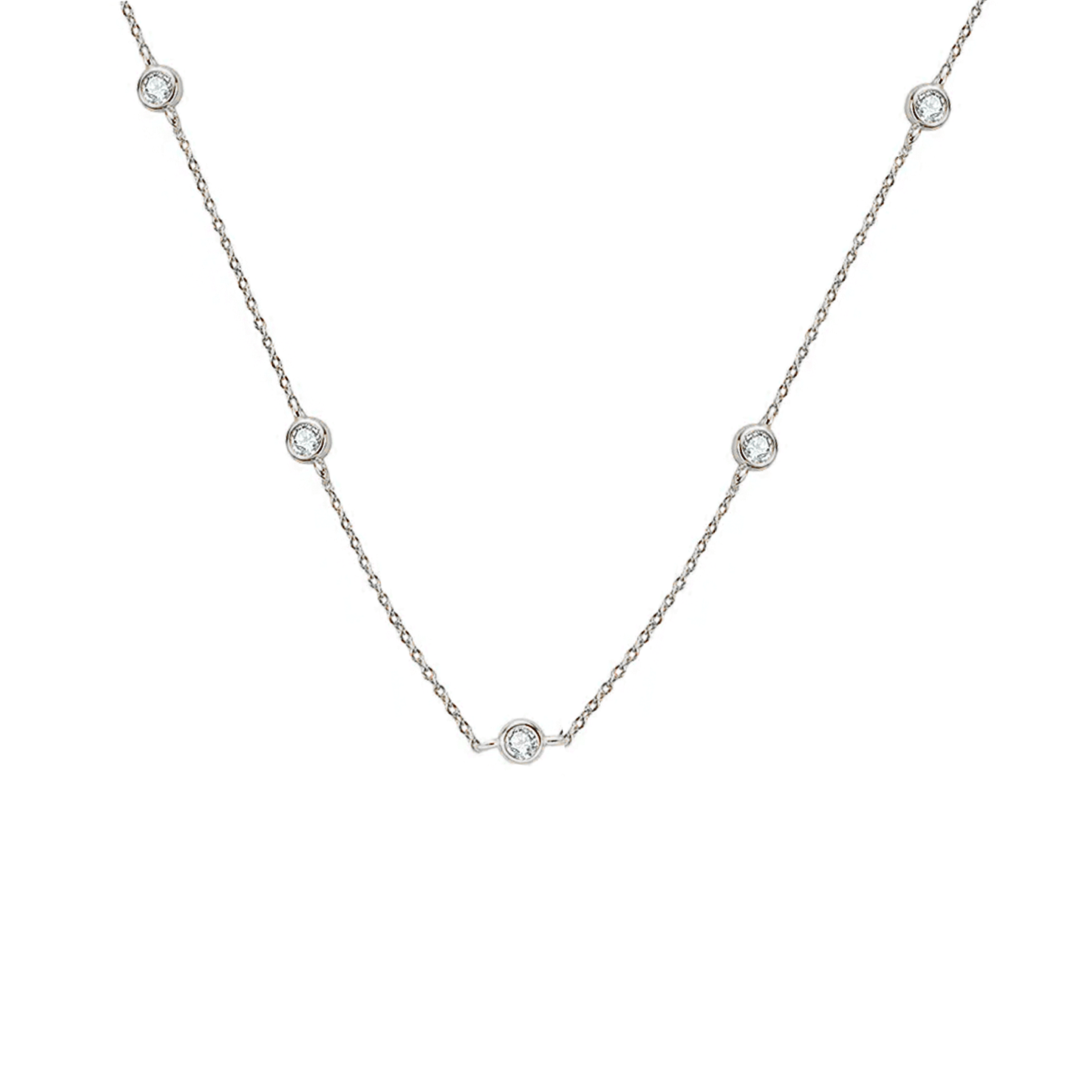 Silver Moissanite Bezel Necklace