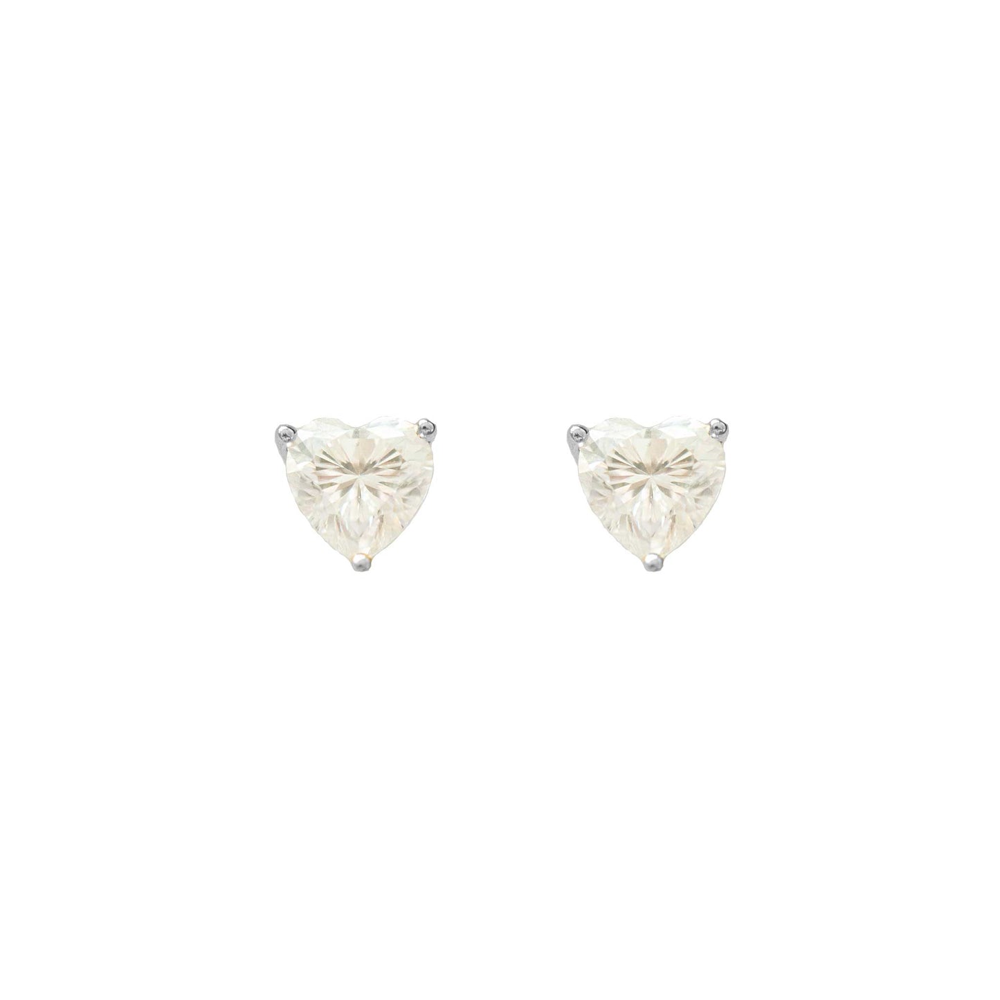 Classic Silver Heart Moissanite Studs