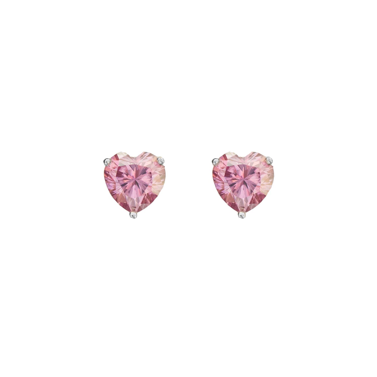 Classic Pink Heart Moissanite Studs