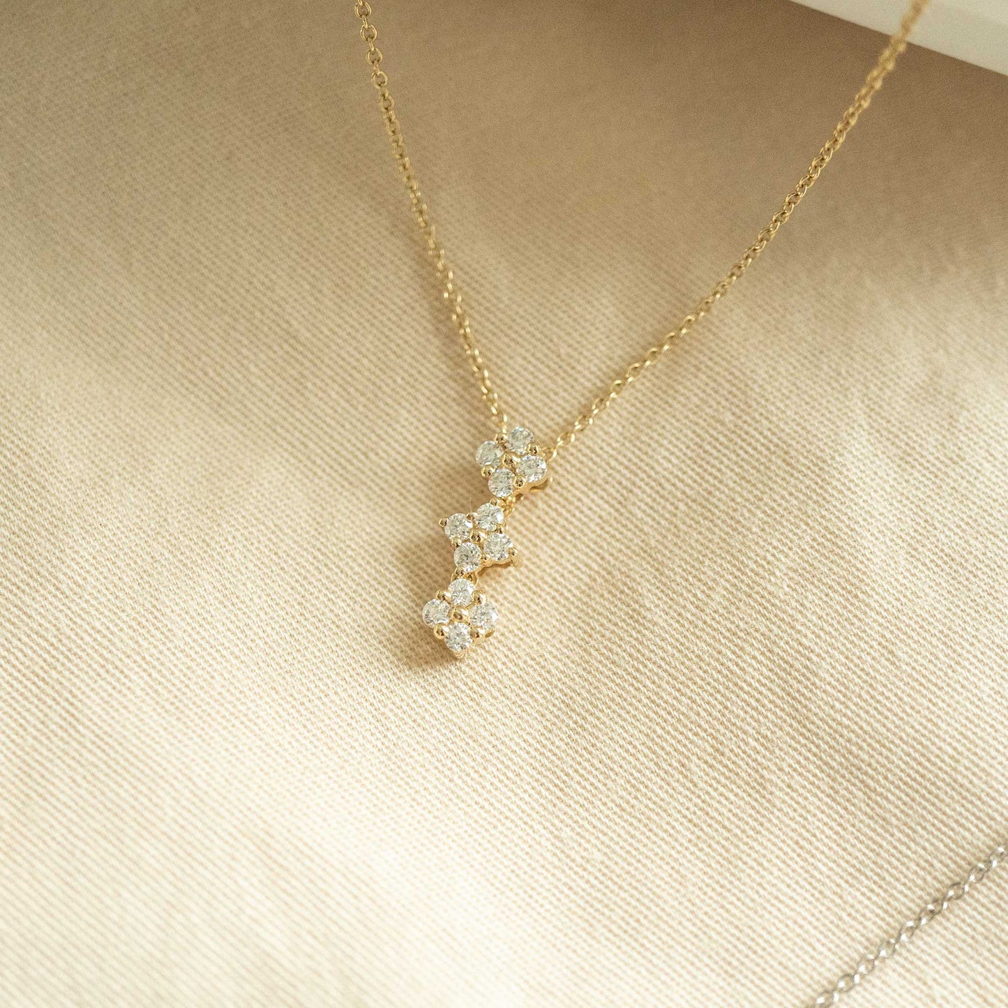 Solid Yellow Gold Tri Clover Moissanite Necklace