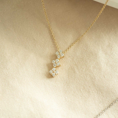 Solid Yellow Gold Tri Clover Moissanite Necklace