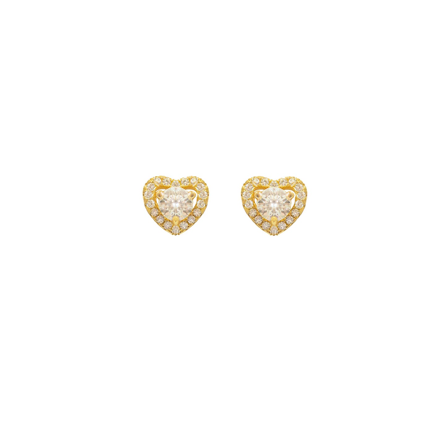 Gold Halo Heart Moissanite Earrings