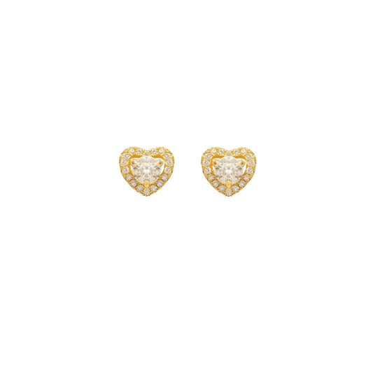 Gold Halo Heart Moissanite Earrings