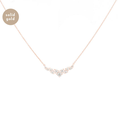 Solid Rose Gold Cluster Moissanite Necklace