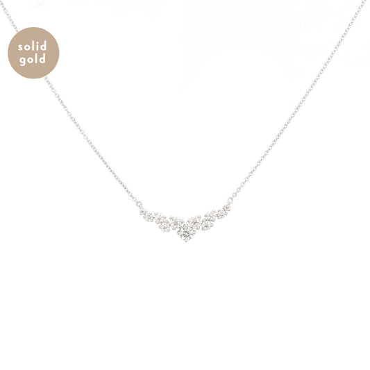 Solid White Gold Cluster Moissanite Necklace