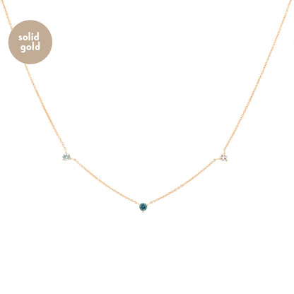 Solid Rose Gold Tri Ombre Topaz Necklace