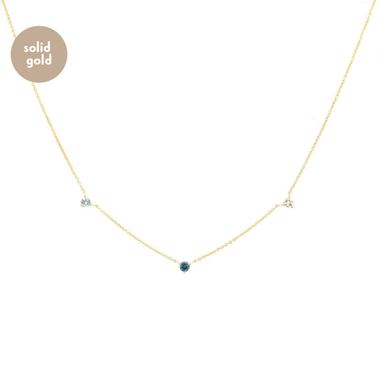 Solid Yellow Gold Tri Ombre Topaz Necklace