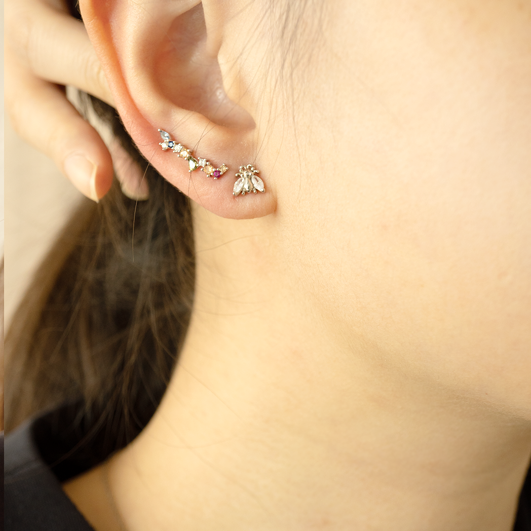 Silver Caleigh Cubic Ear Climbers - justinejewellery