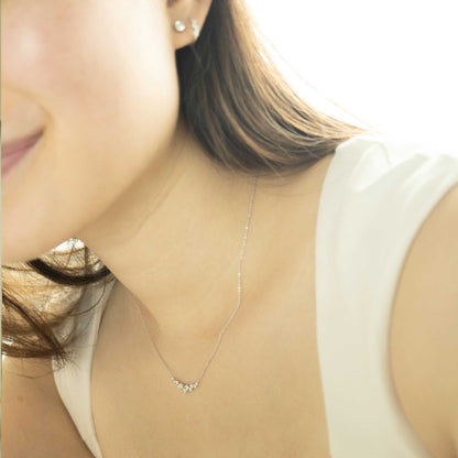 Solid White Gold Cluster Moissanite Necklace