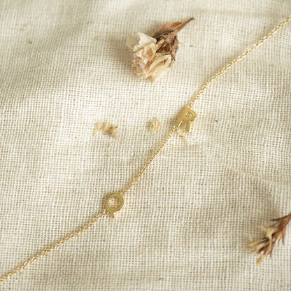 Double Solid Gold Initial Bracelet