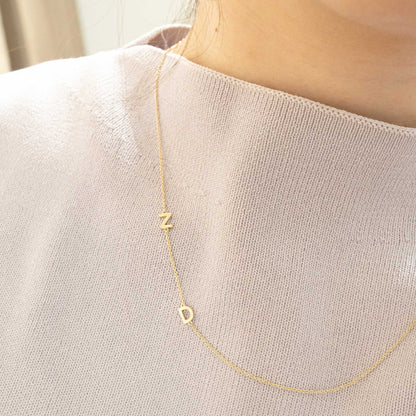 Solid Yellow Gold Initial Necklace