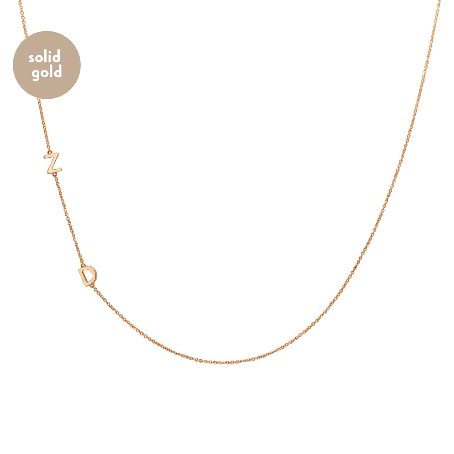 Solid Rose Gold Initial Necklace