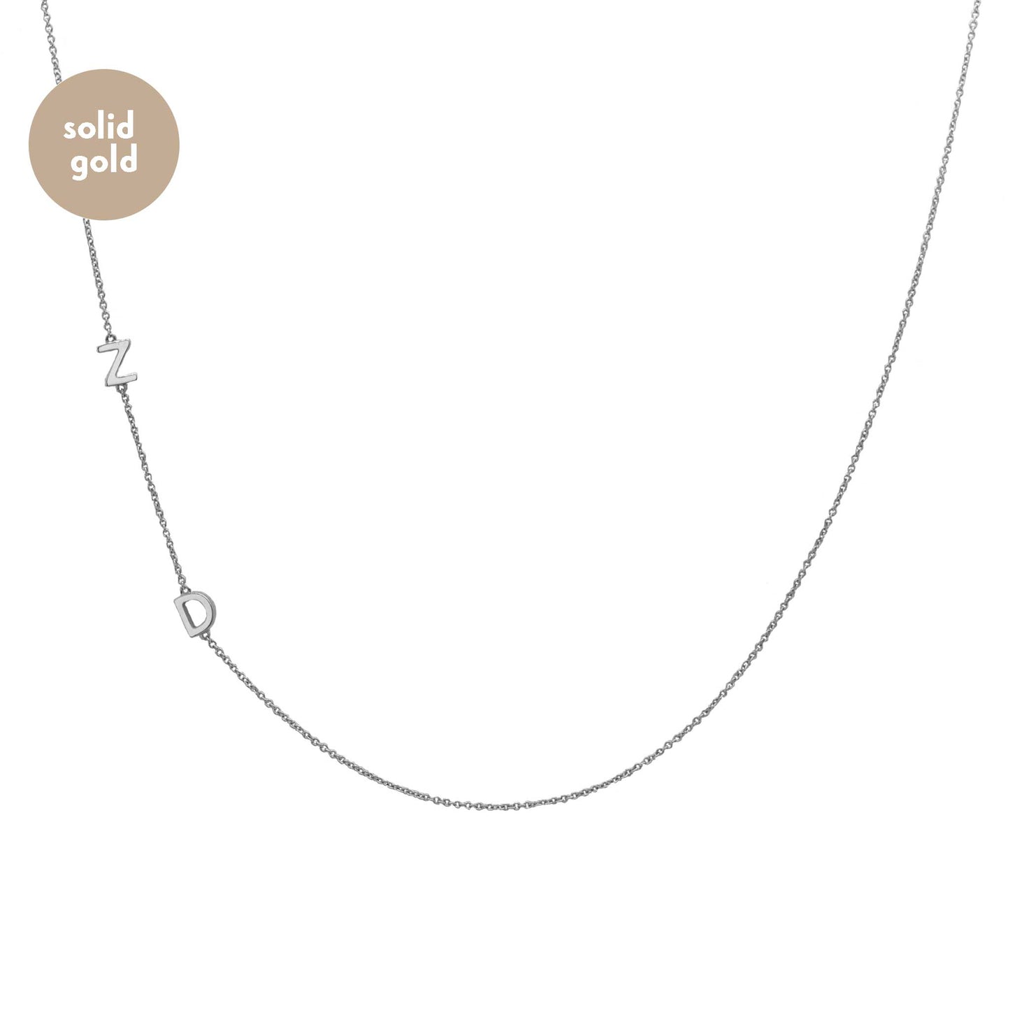 Solid White Gold Initial Necklace
