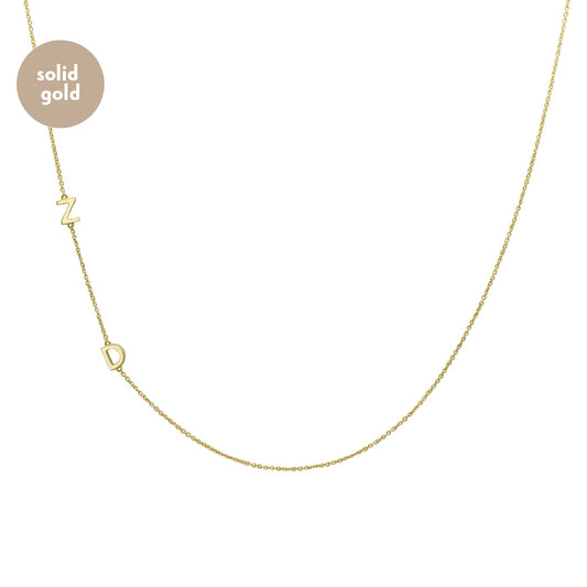 Solid Yellow Gold Initial Necklace