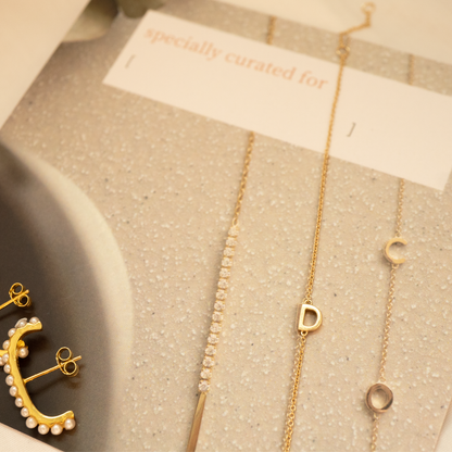 Double Solid Gold Initial Bracelet