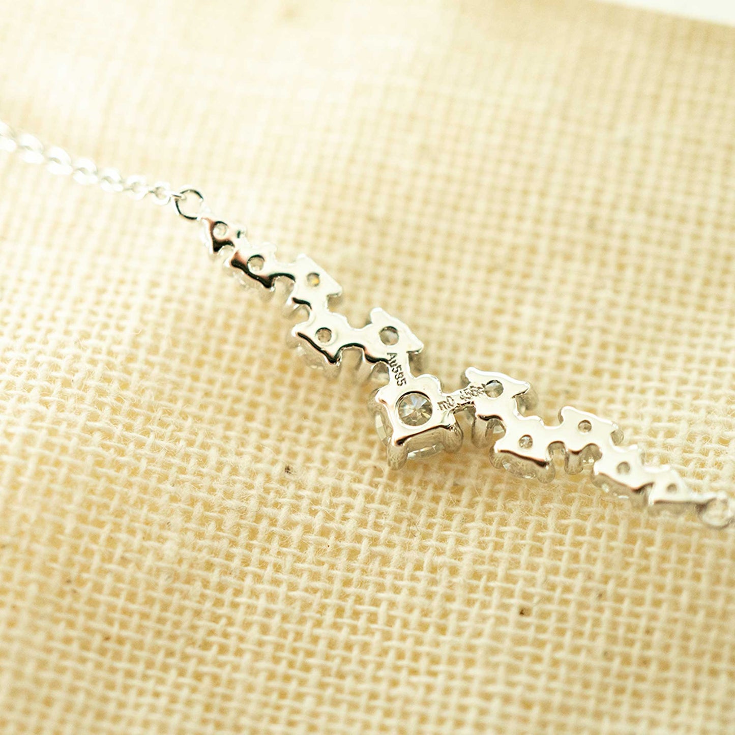 Solid Yellow Gold Cluster Moissanite Necklace