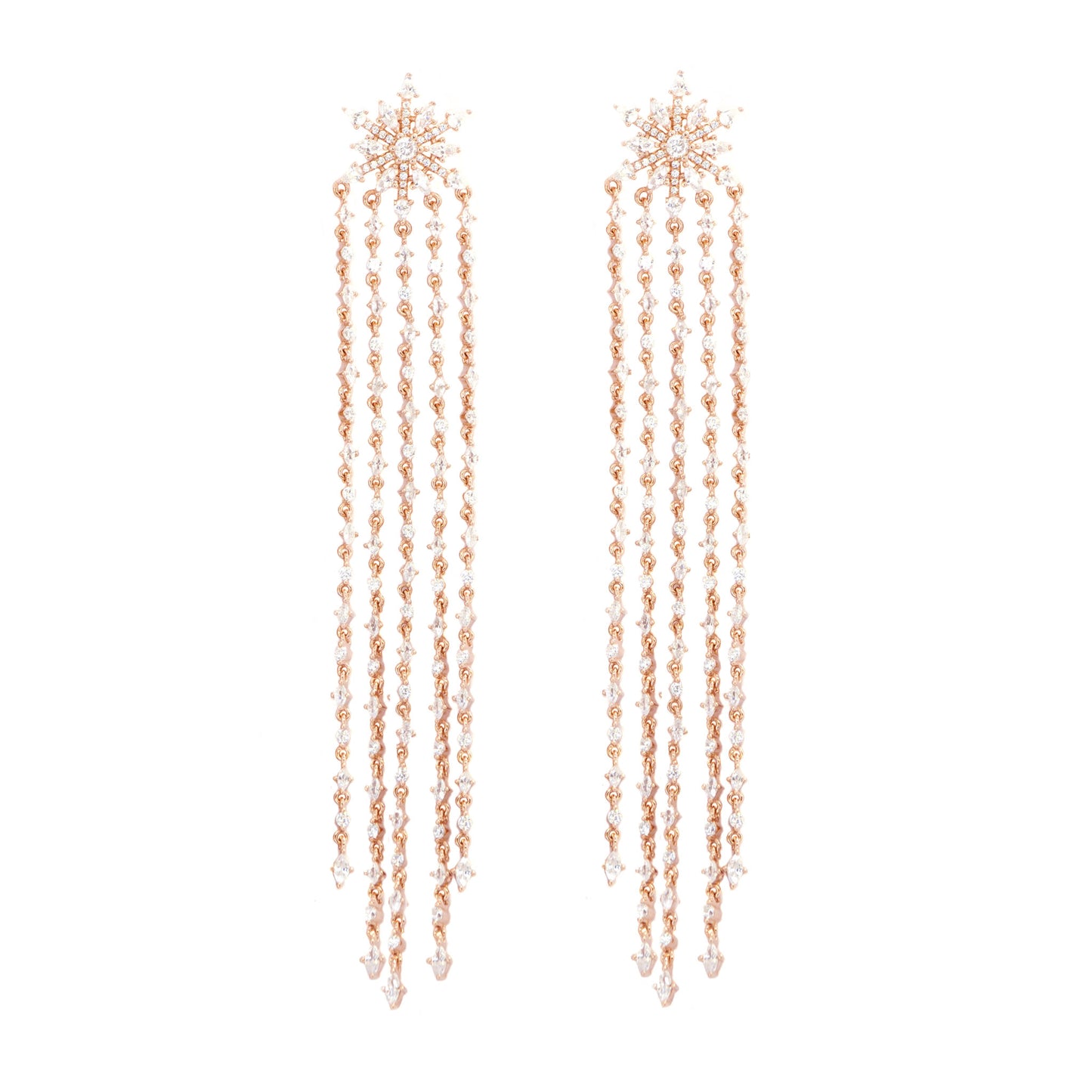 Rose Gold Snowflake Cubic Earrings - justinejewellery