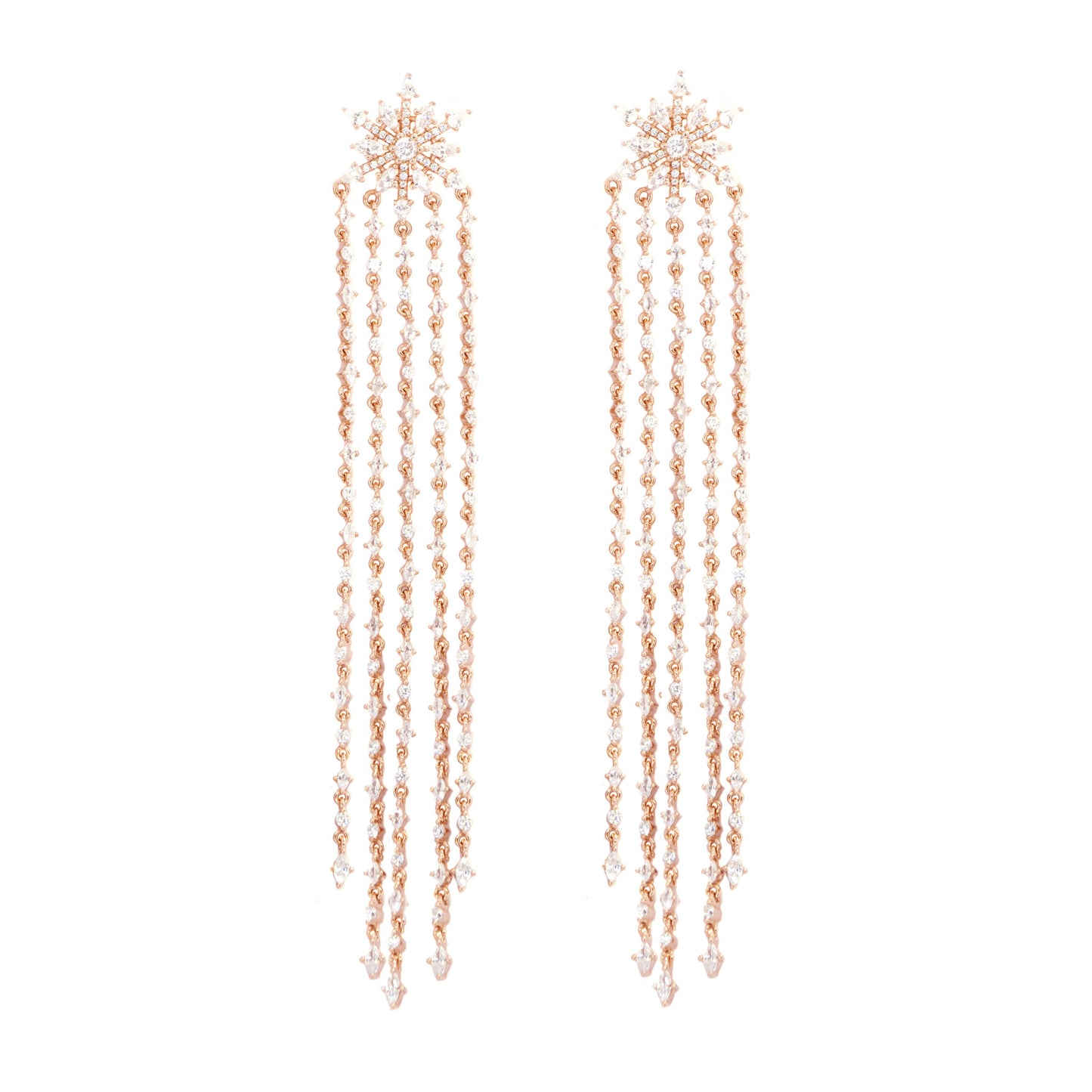 Rose Gold Snowflake Cubic Earrings - justinejewellery