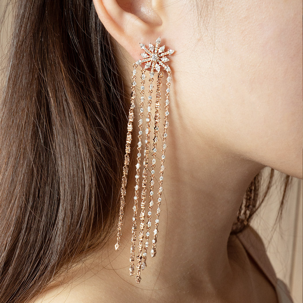 Rose Gold Snowflake Cubic Earrings - justinejewellery