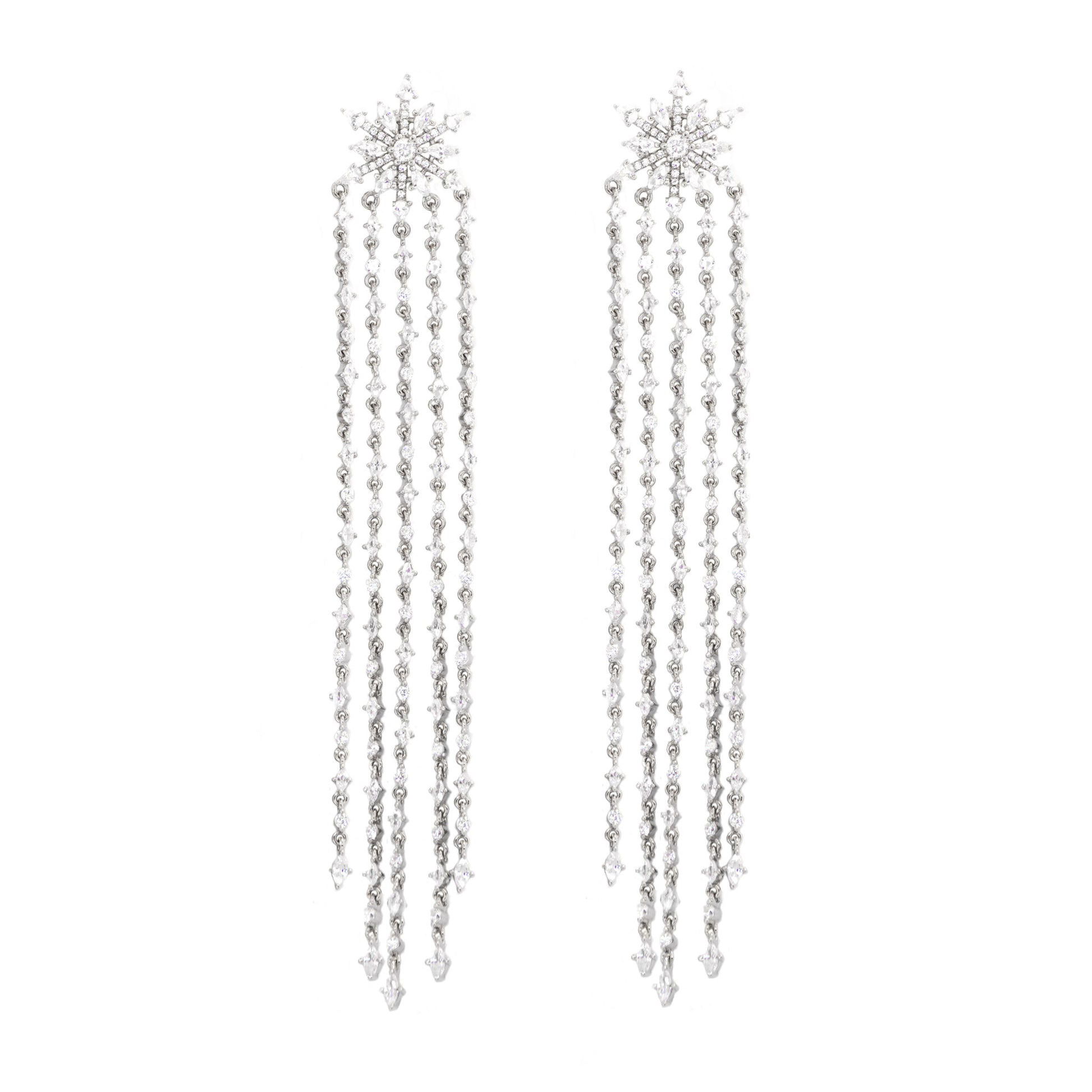 Silver Snowflake Cubic Earrings - justinejewellery